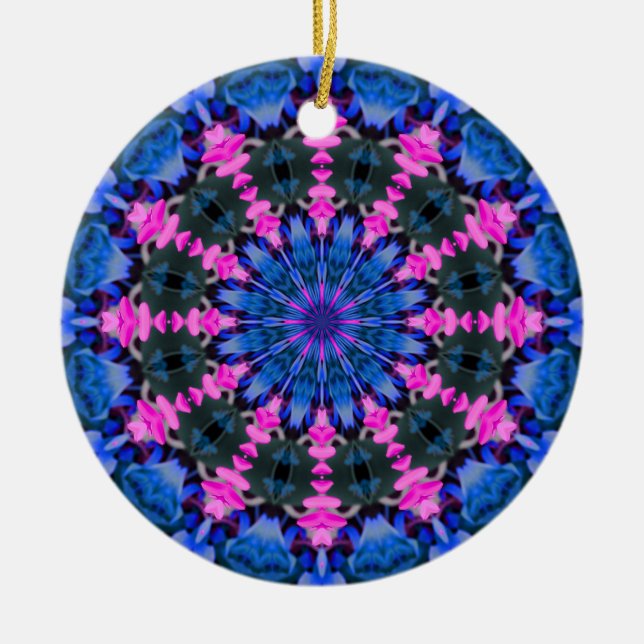 Flower Child (pink-blue) Keramik Ornament (Vorne)