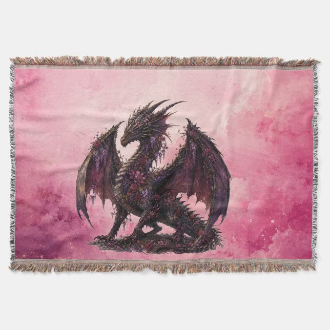 Flower-Drache | Botanischer Fantasy-Drache Decke (Vorderseite)
