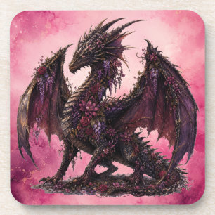 Flower-Drache Botanischer Fantasy-Drache Getränkeuntersetzer