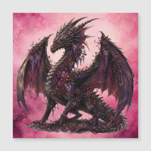 Flower-Drache Botanischer Fantasy-Drache Magnetkarte