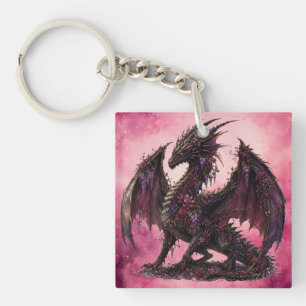 Flower-Drache   Botanischer Fantasy-Drache Schlüsselanhänger