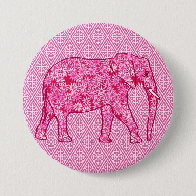 Flower elephant - fuchsia pink button (Vorderseite)