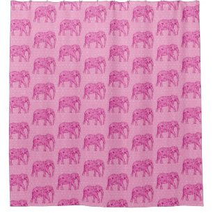 Flower elephant - fuchsia pink duschvorhang