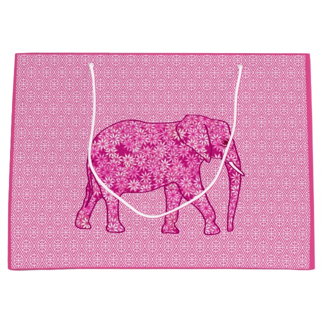 Flower elephant - fuchsia pink große geschenktüte (Vorderseite)