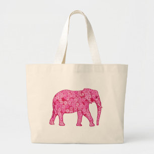 Flower elephant - fuchsia pink jumbo stoffbeutel