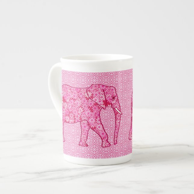 Flower elephant - fuchsia pink prozellantasse (Vorderseite Links)