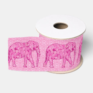Flower elephant - fuchsia pink ripsband