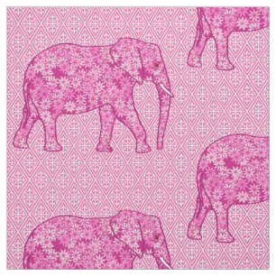 Flower elephant - fuchsia pink stoff