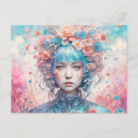 Flower Fairy with Blue Hair