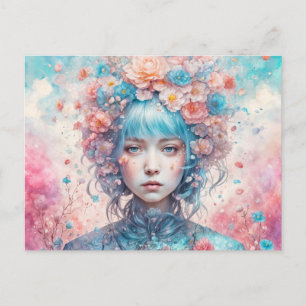 Flower Fairy with Blue Hair Postkarte