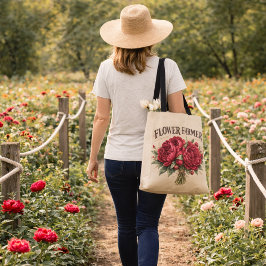 Flower Farmer Vintage Rosa Pfingstrosenstrauß Rust Tasche