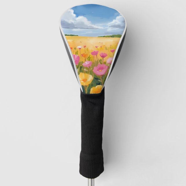 Flower Field Landscape Painting Golf Headcover (Vorderseite)