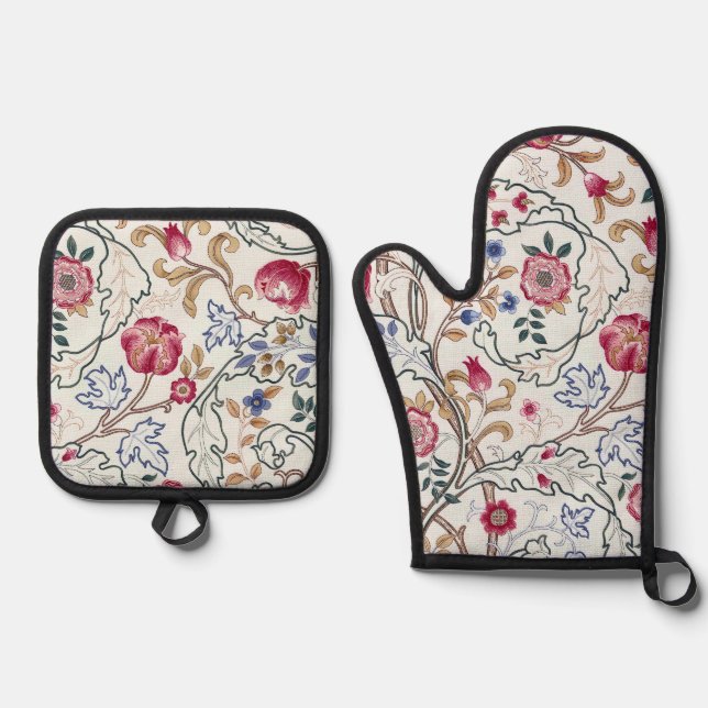 Flower, Floral Pattern, William Morris Ofenhandschuh & Topflappen-Set (Vorderseite)