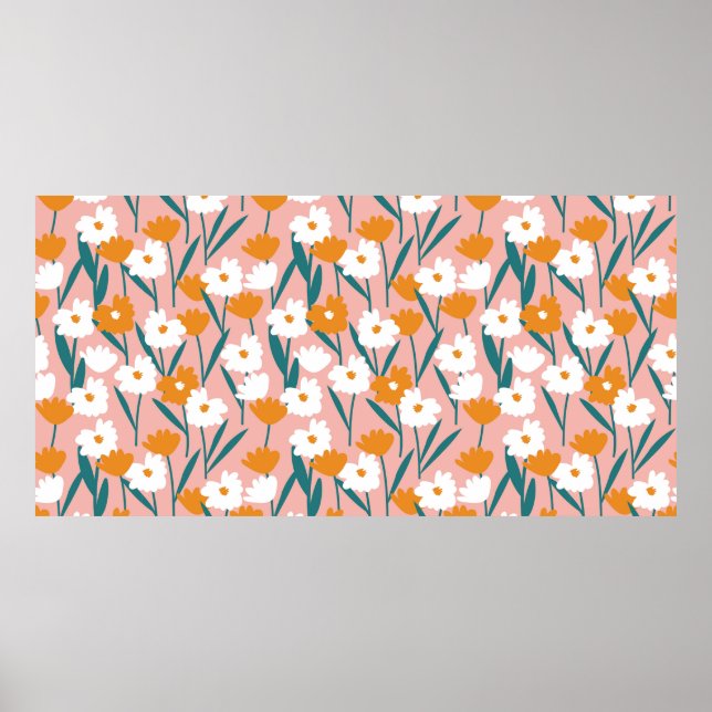 flower floral seamless pattern background, print p poster (Vorne)