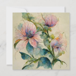 Flower Floral Watercolor Pastel Painting Einladung