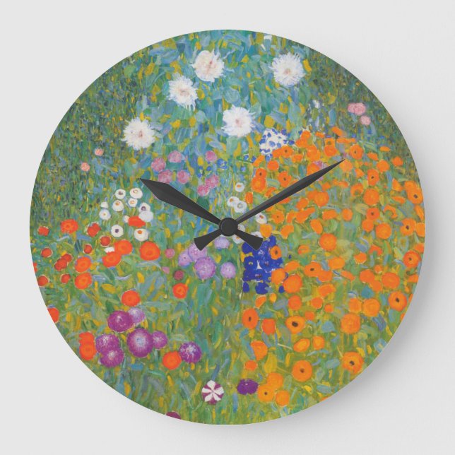 Flower Garden by Gustav Klimt Große Wanduhr (Vorderseite)