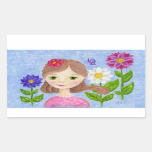 Flower Garden Girl grand autocollant