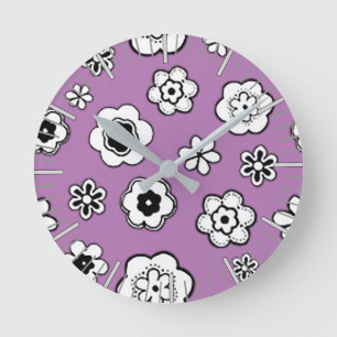 Flower Garden in Wild Orchid Runde Wanduhr