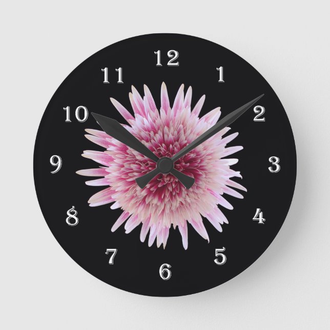 Flower Gerber Daisy Wall Clock - Pink Flower Runde Wanduhr (Vorderseite)