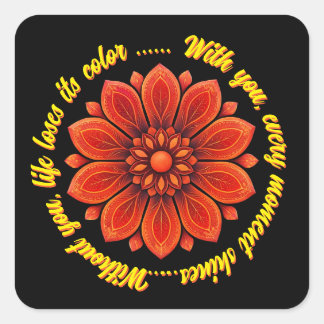 FLOWER GIFT MOM DAUGHTER SISTER TEACHER FRIEND QUADRATISCHER AUFKLEBER