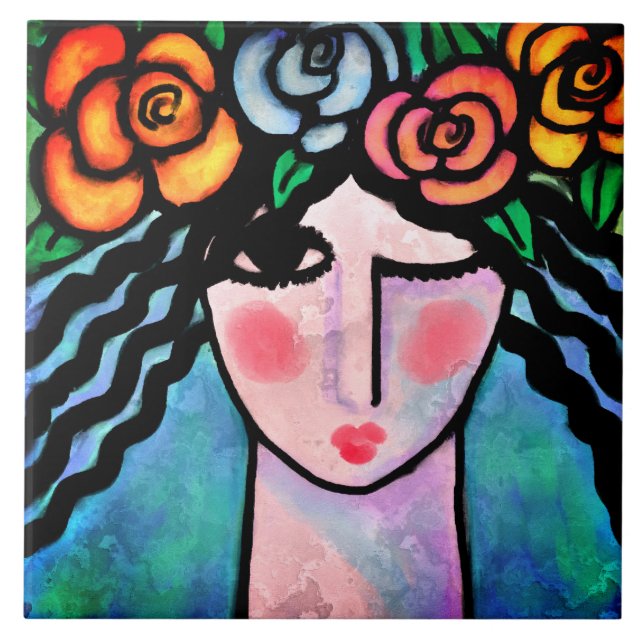 Flower Girl Abstraite peinture numérique carreaux  (Devant)