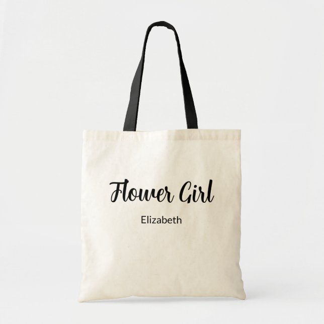 Flower Girl Black Script Girl's Na,e Tragetasche (Vorne)