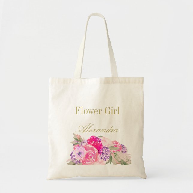 Flower Girl Bridesmaid Floral Personal Tragetasche (Vorne)