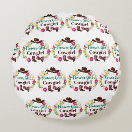 Flower Girl Cowgirl Keepsakes Rundes Kissen