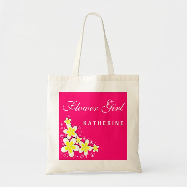 Flower Girl Frangipani Blumenzettel Tragetasche (Vorne)