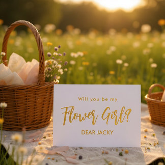 Flower Girl Gold White Folieneinladung