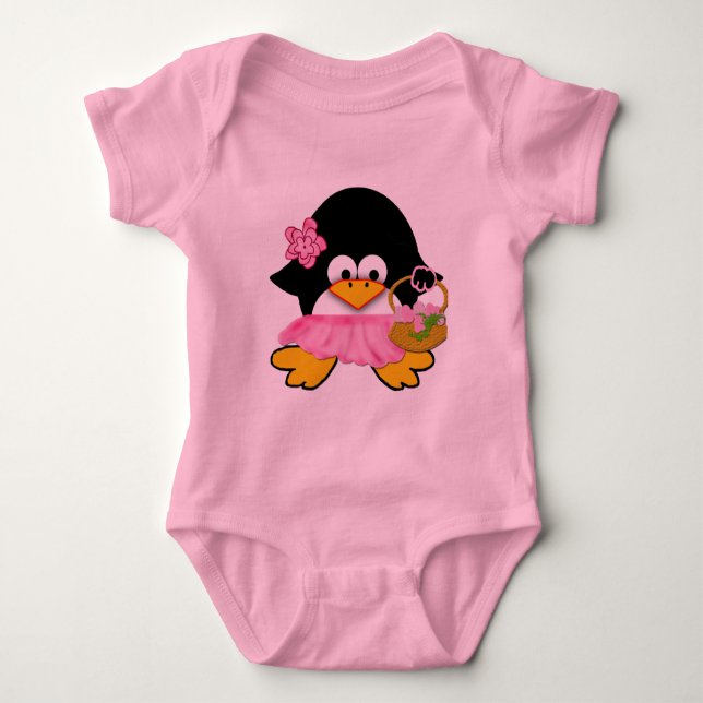 Flower Girl Penguin Baby Strampler (Vorderseite)