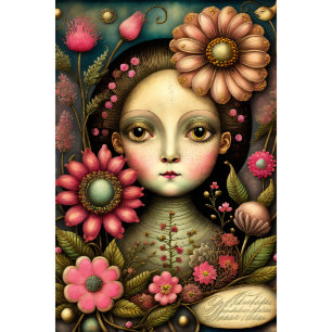 Flower girl & postcard v2 vintage tissue paper seidenpapier