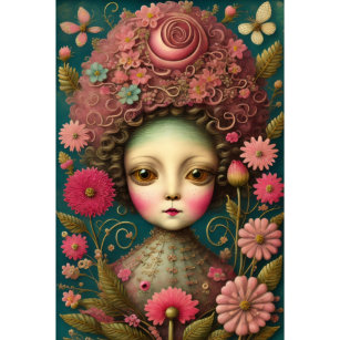 Flower girl & postcard vintage seidenpapier