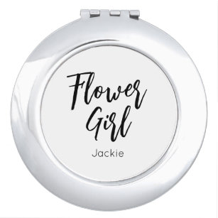 Flower Girl Schwarz-weiß Eleganter Kompaktspiegel Taschenspiegel