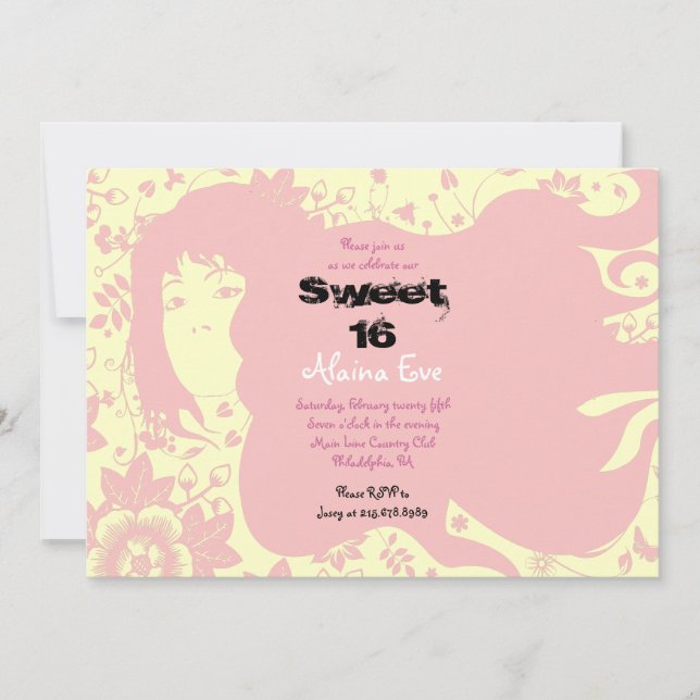 Flower Girl Sweet 16 16 Einladung (Vorderseite)