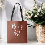 Flower Girl Tasche<br><div class="desc">Blume Girl Terracotta Brown Tote Tasche oder Hochzeit, Brautparty, Brautparty, Junggeselinnen-Abschied. Karo mehr Produkte mit diesem Design in der Kollektion unten.</div>