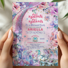 Flower Glitter Mermaid Tail 3rd Birthday  Einladung