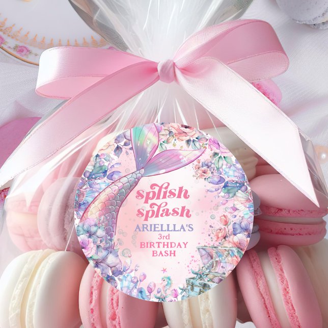 Flower Glitter Mermaid Tail 3rd Birthday Runder Aufkleber (Von Creator hochgeladen)