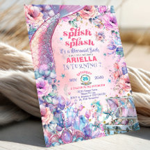 Flower Glitter Mermaid Tail 7th Birthday 