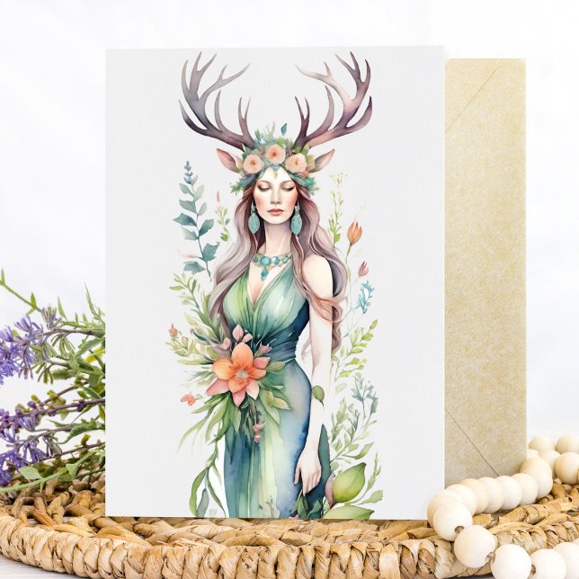Flower Goddess Ostara Spring Equinox Sabbat Feiertagskarte (Flower Goddess Ostara Spring Equinox Sabbat Holiday Card by Pagan Holidays)