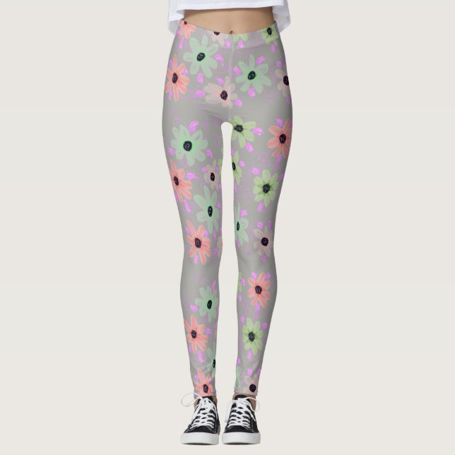 Flower Gray Leggings (Vorderseite)