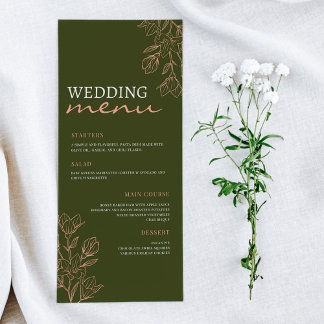 Flower Green Simple Elegance Menu Mariage
