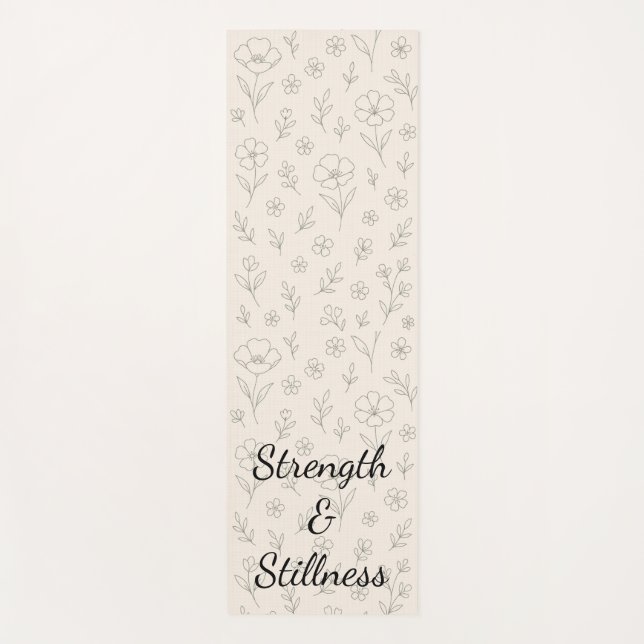 Flower Line Drawing Mindful Minimalist Quote Yogamatte (Vorderseite)