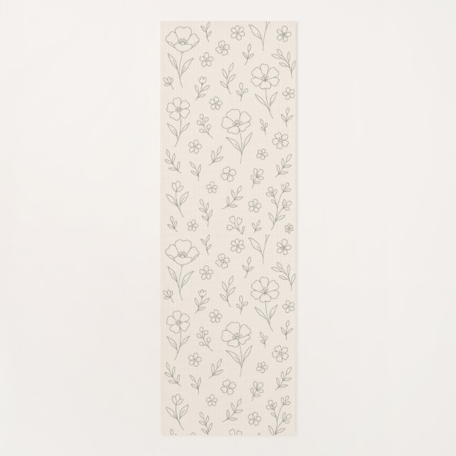 Flower Line Drawing Mindful Minimalist Yogamatte (Vorderseite)