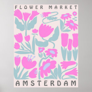 Flower Market Amsterdam Poster Floral Aesthétique