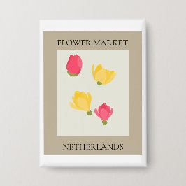Flower Market - Netherlands Button