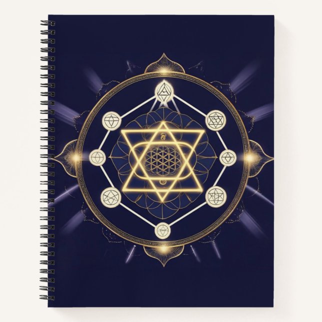 Flower of Infinity — Sacred Geometry Celestial Notizbuch (Vorderseite)