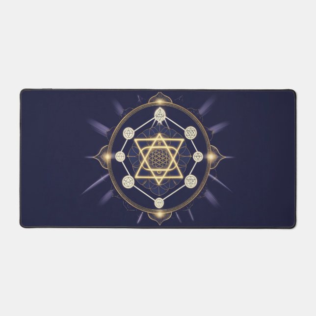 Flower of Infinity — Sacred Geometry Celestial Schreibtischunterlage (Vorderseite)