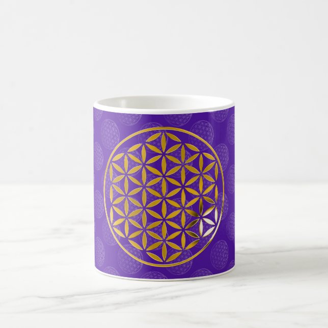 Flower Of Life 1 - Gold stamp | violet pattern Kaffeetasse (Mittel)