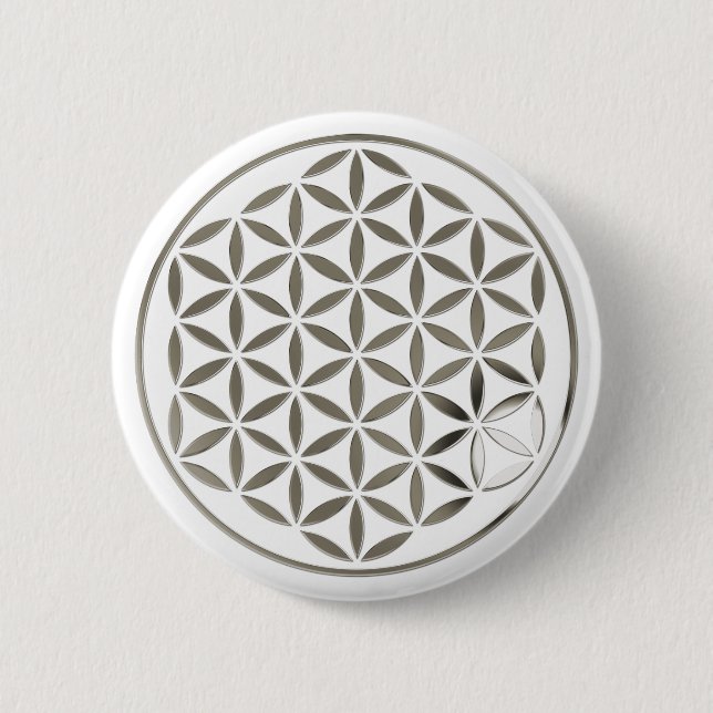 Flower Of Life 1 - Silver stamp Button (Vorderseite)
